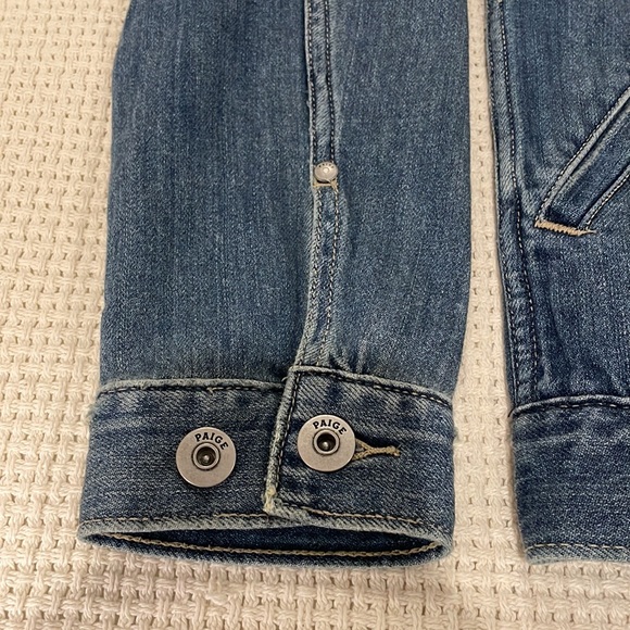 Paige Men Blue Scout Jean Jacket Medium Made to Look Worn Cotton/Rayon - Picture 5 of 11